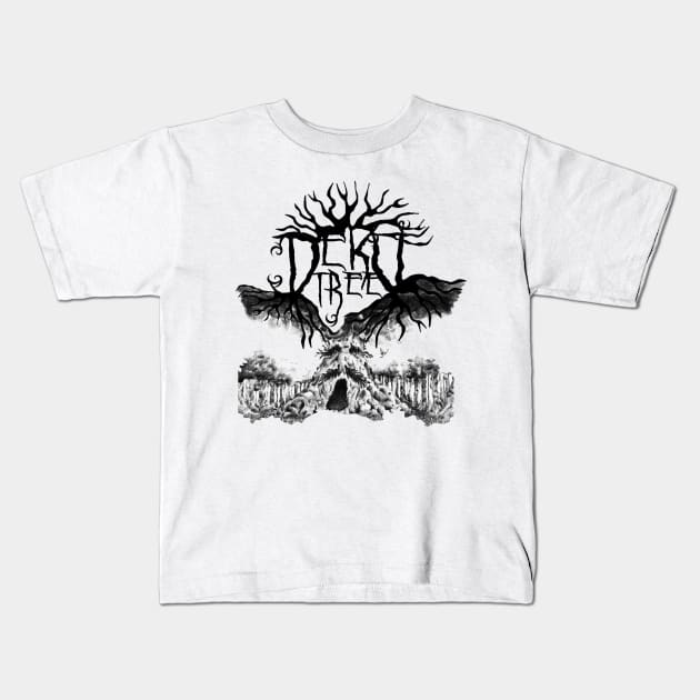 Black Metal Deku Tree Kids T-Shirt by red-leaf